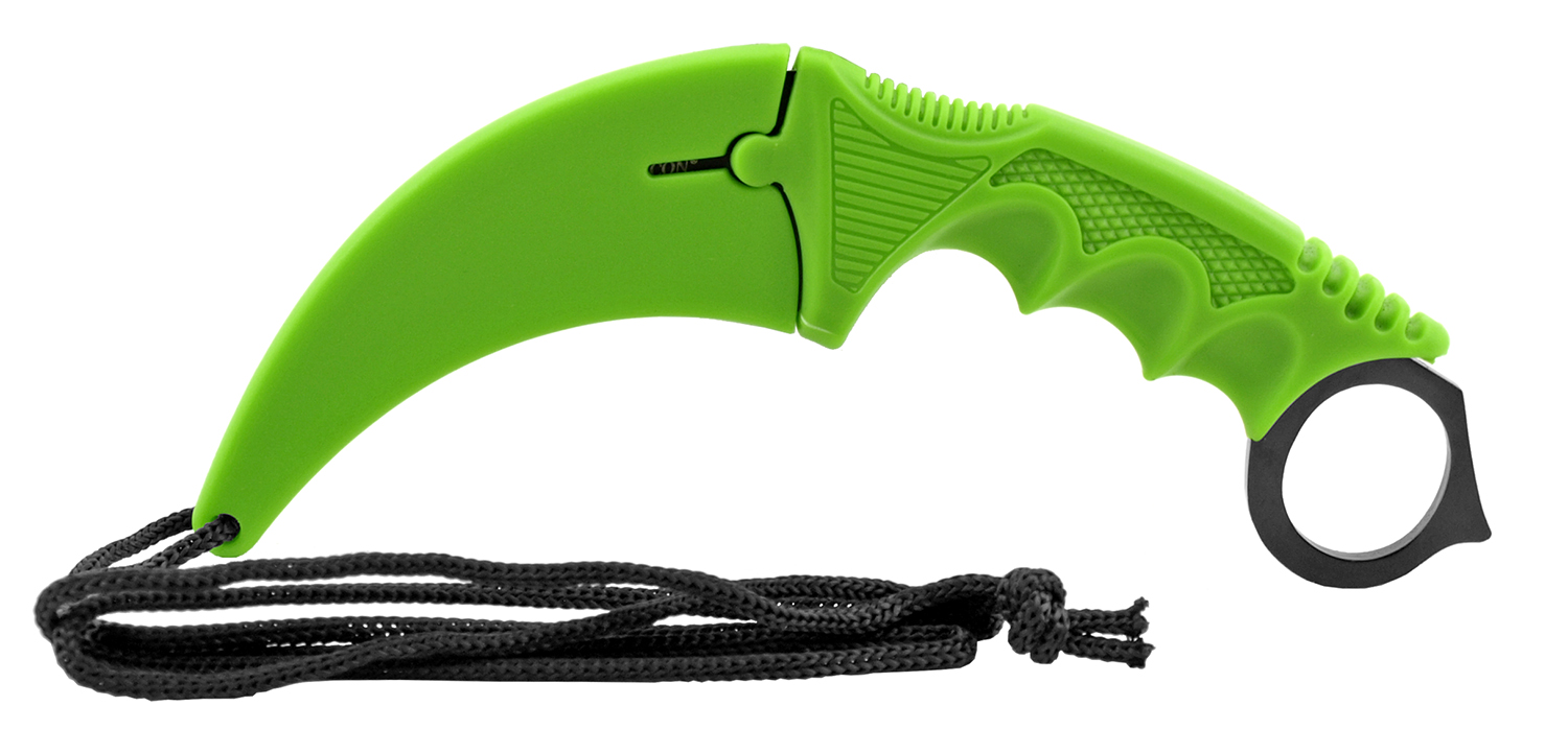 7.5" Karambit Fighting Claw Knife with Carrying Case - Zombie Green - Image 3
