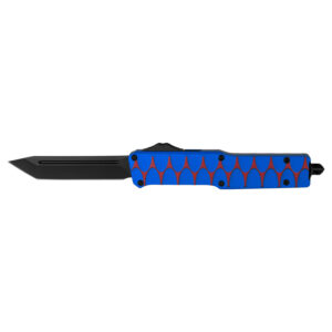 Red Dragon Scale Pattern Tactical OTF Out the Front Knife - Blue