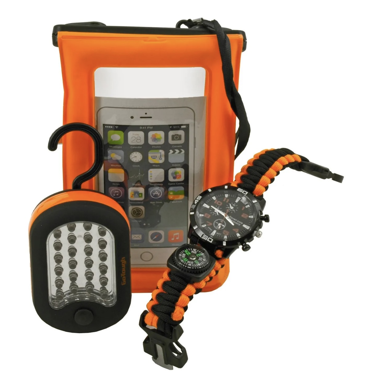 Go-Tough 3 Piece Camping Set - LED Lantern, Survival Watch, Floating Phone Dry Bag - Image 2