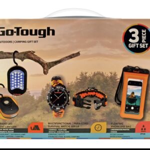 Go-Tough 3 Piece Camping Set - LED Lantern, Survival Watch, Floating Phone Dry Bag