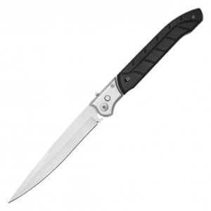 Boy Boy Push Button Black Wood Auto Knife w/ Safety Lock