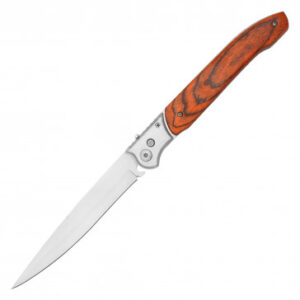 Boy Boy Push Button Black Wood Auto Knife w/ Safety Lock