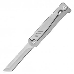 9" Aluminum Gray Handle Gravity Pocket Knife