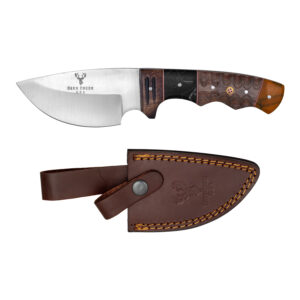 Deer Creek USA Drop Point Blade Hunting Knife with Leather Sheath