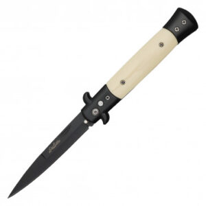 Switchblade Push Button Auto Simulated Ivory Stiletto w/ Safety Lock